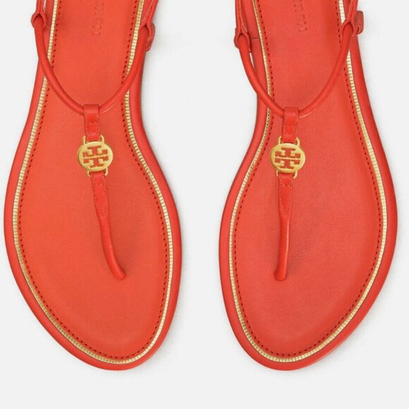 New Tory Burch Emmy Flats Soft Metal Logo Sandals - Picture 5 of 5